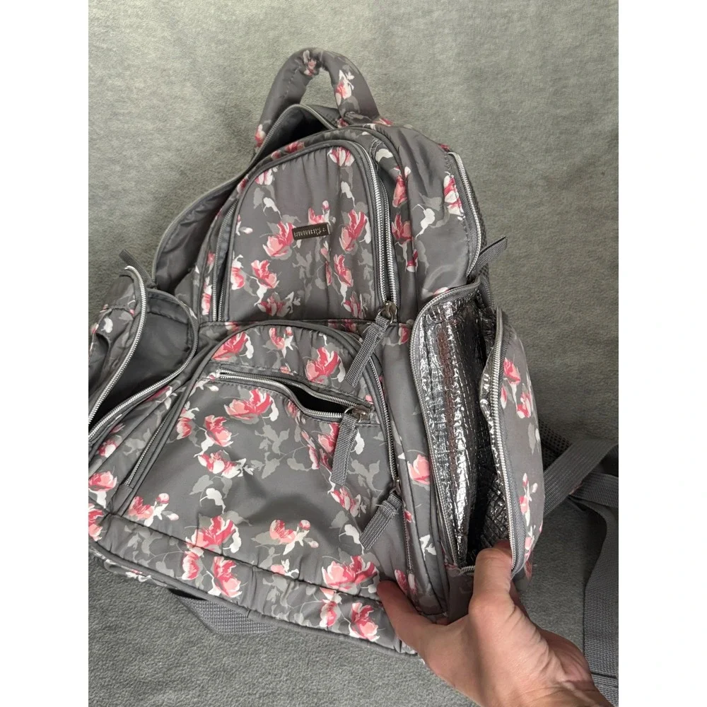 Bananafish Studio Gray Floral Diaper Bag Backpack Insulated Pocket RN 121332
